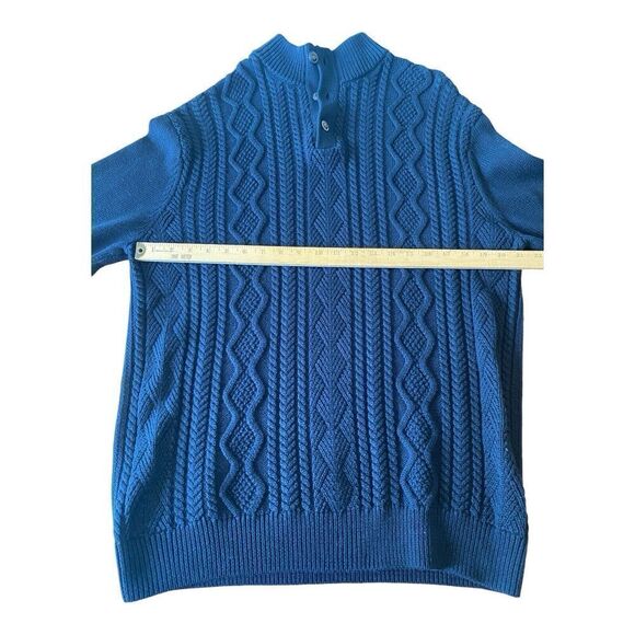 CHAPS RALPH LAUREN Men’s Size Large Sweater Shirt Cable Navy Blue Mock Neck - Picture 8 of 11